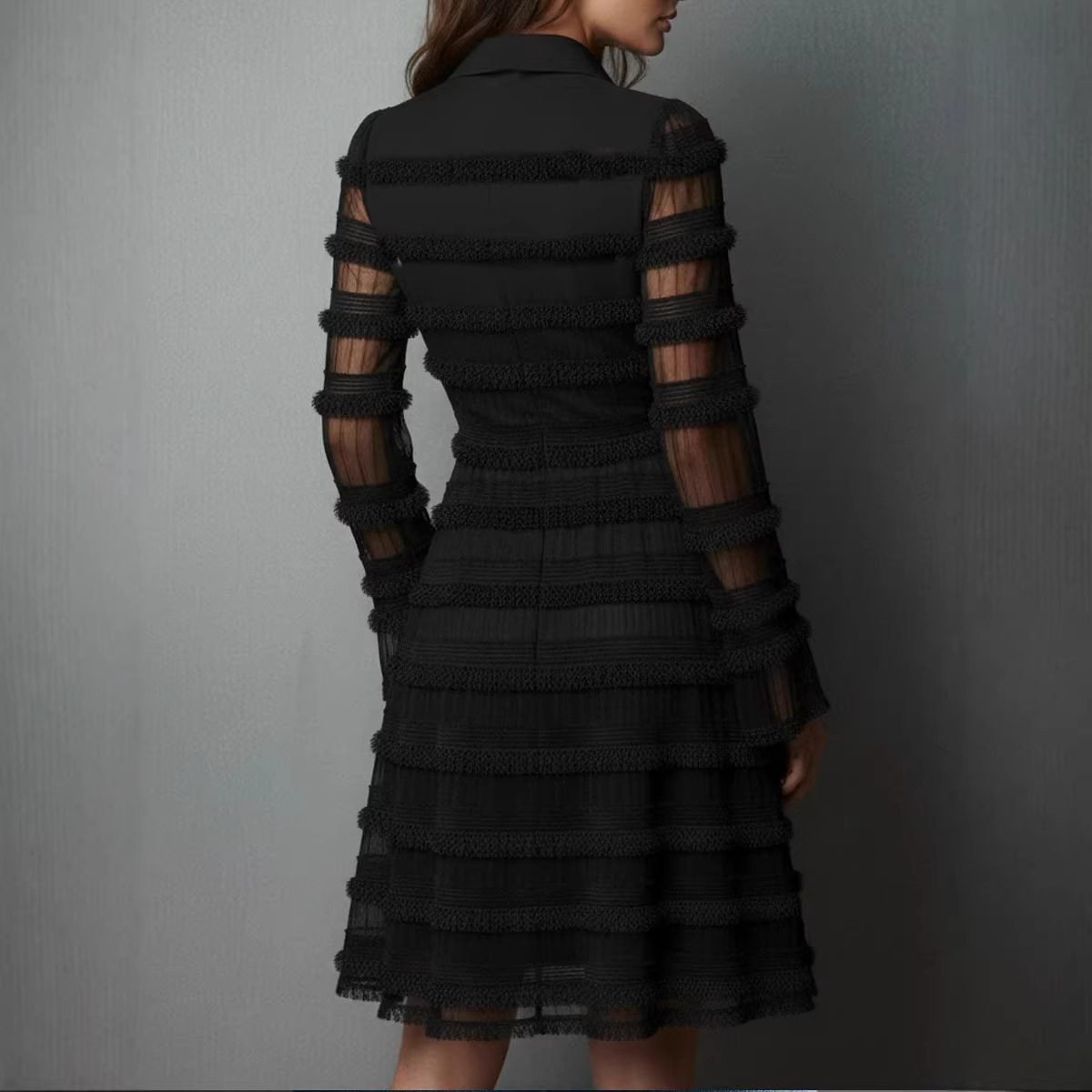 Spring New Sexy Sheer Fitted Dress Style High Waist Versatile Pleated Skirt