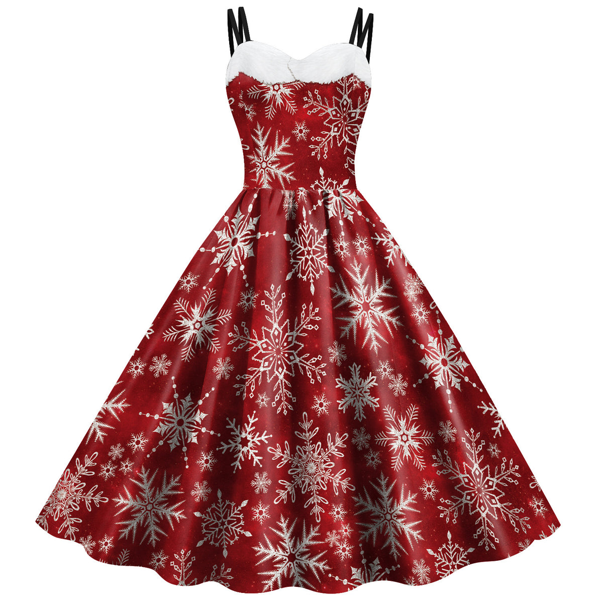 Christmas dress snowflake suspender women's dress
