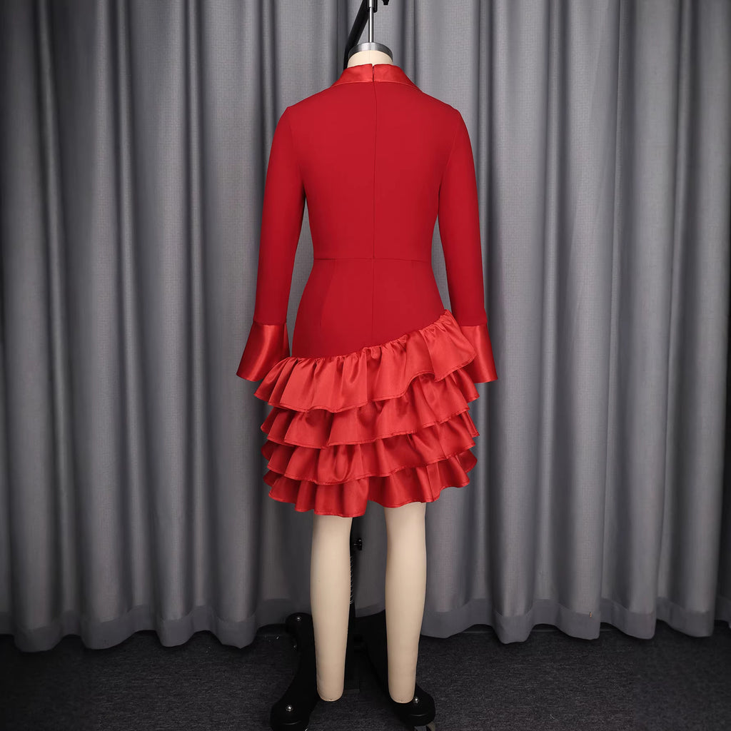 Collar long sleeved dress
