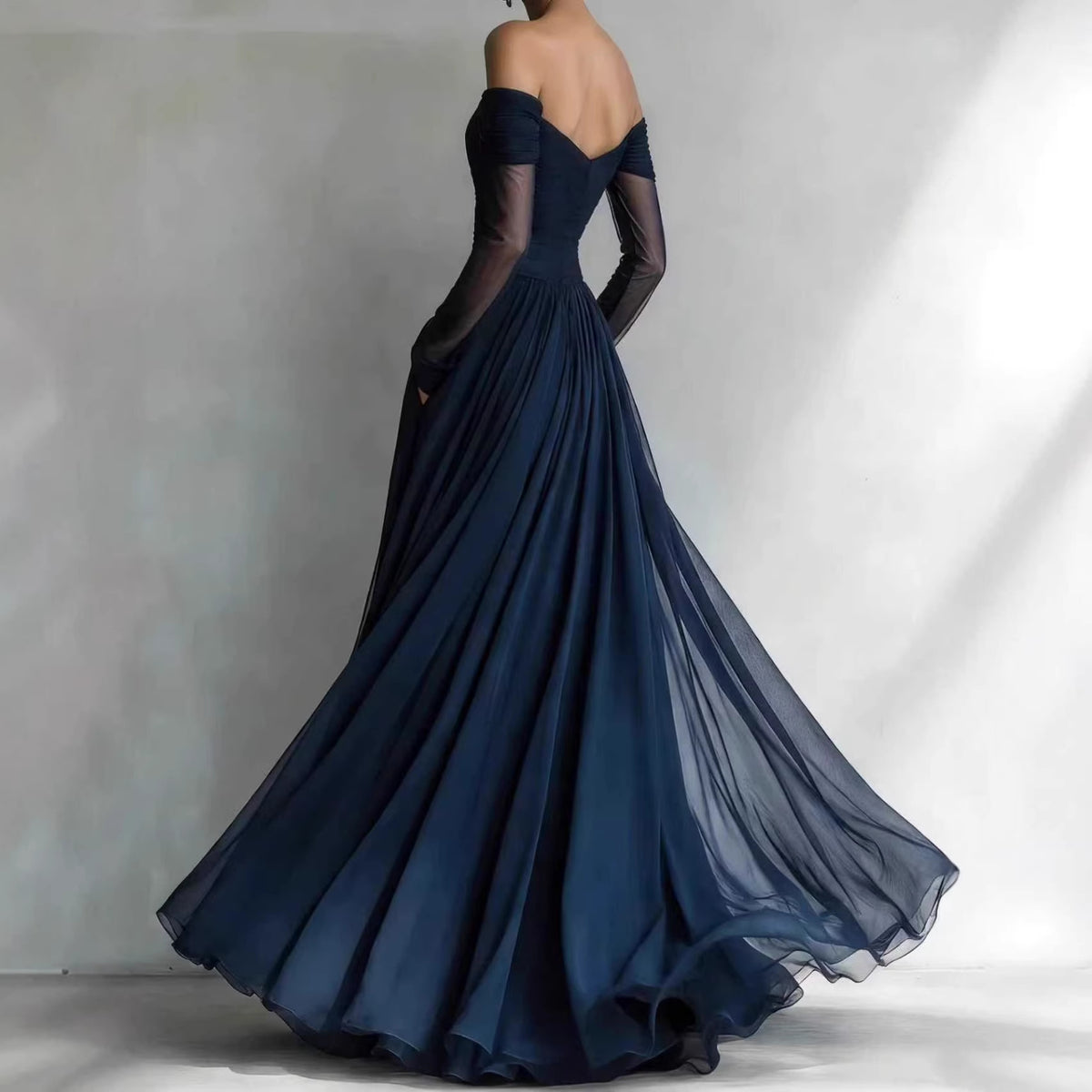 Mesh strapless long dress