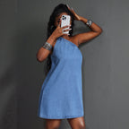 Sleeveless loose denim dress