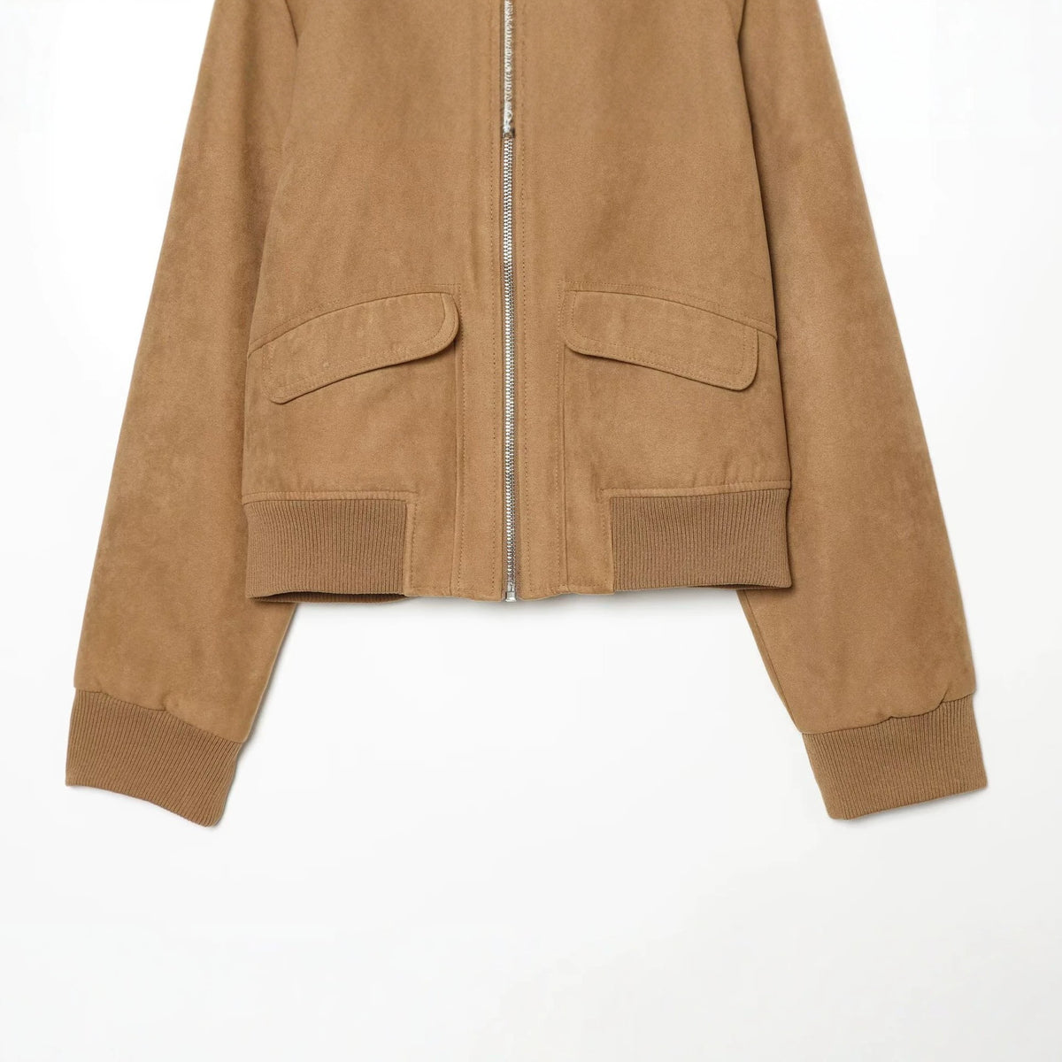Casual collar long sleeved solid color pilot jacket