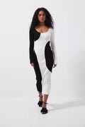 Black and white paired long sleeved dress