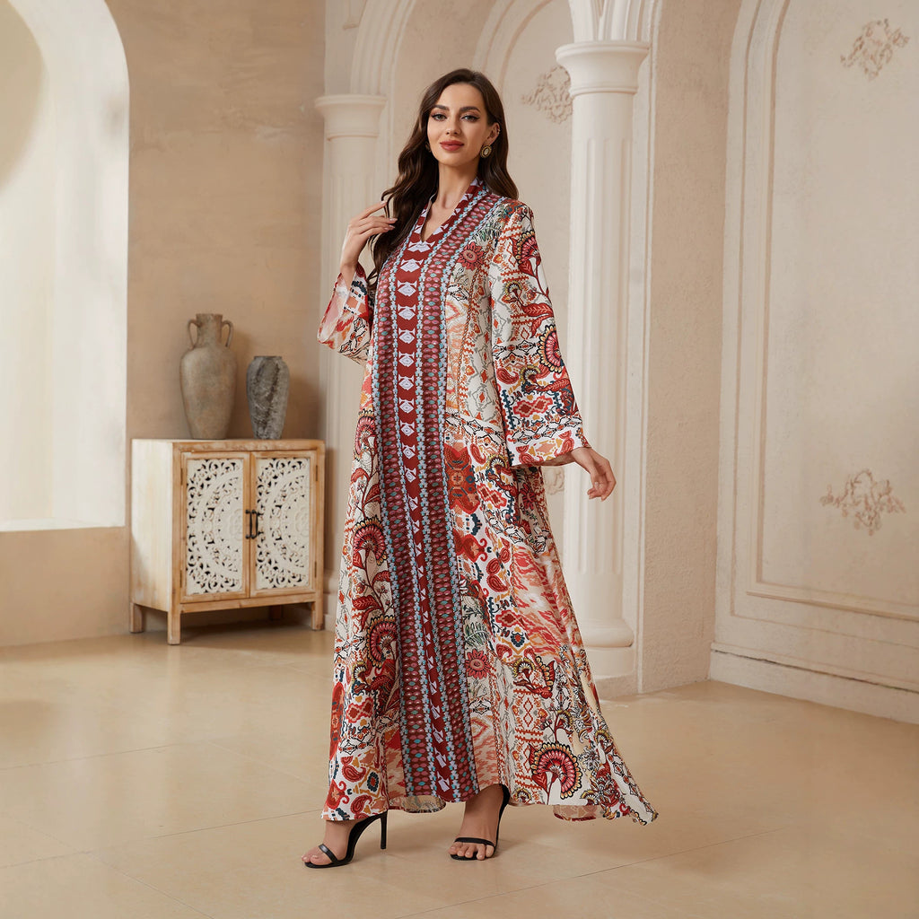 V-neck long dress
