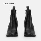Large Size Short Boots British Style Martin Boots Thick With High Heel Pointed And Naked Boots Snakeskin Pattern