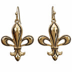 Fleur De Lis Silver Gold Dangle Earrings – view 2