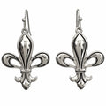 Fleur De Lis Silver Gold Dangle Earrings