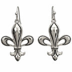 Fleur De Lis Silver Gold Dangle Earrings