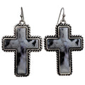 Polished Colored Stone Western Cross Earrings