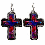 Polished Colored Stone Western Cross Earrings – view 4