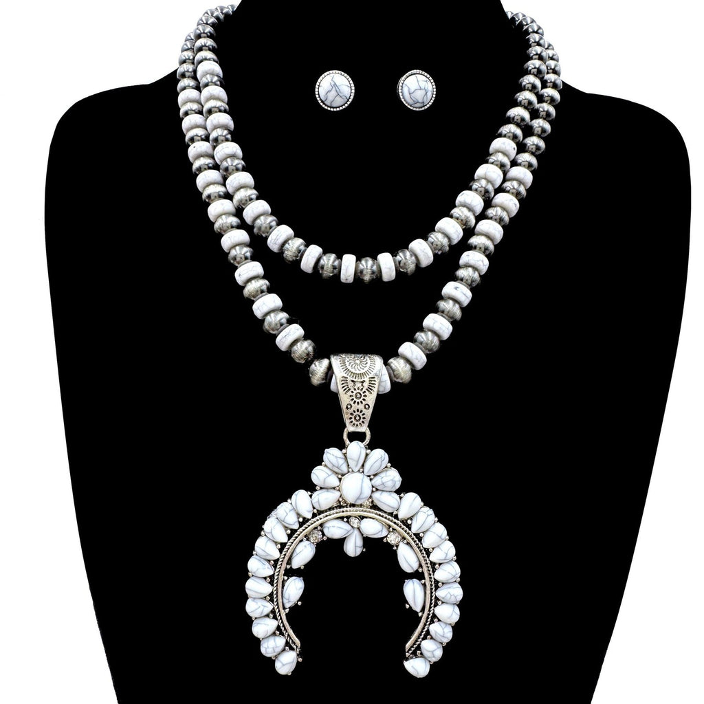 Squash Blossom Pendant Chunky Layered Necklace Set – view 2