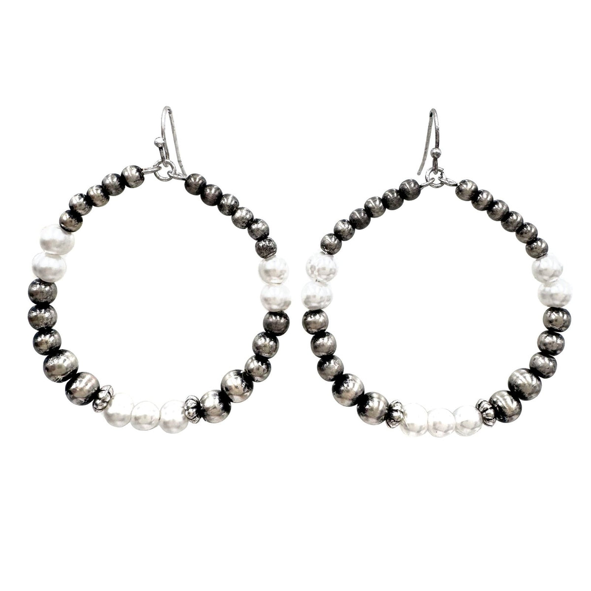 Hoop Pearl Beads Wire Earrings