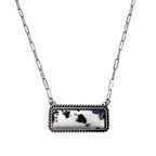Polished Color Stone Bar Necklace