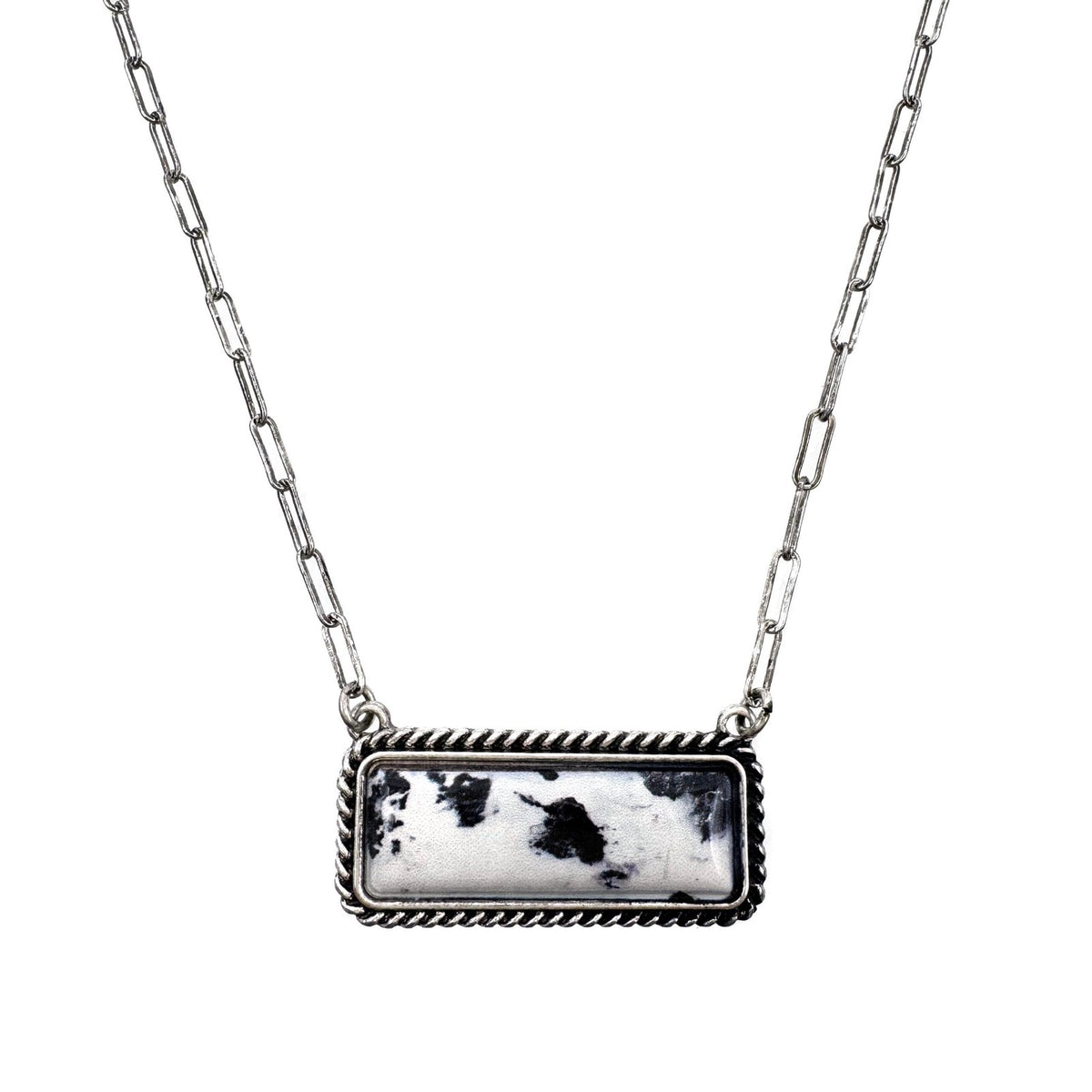 Polished Color Stone Bar Necklace