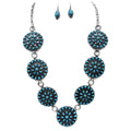Western Concho with Turquoise Necklace Earrings Set