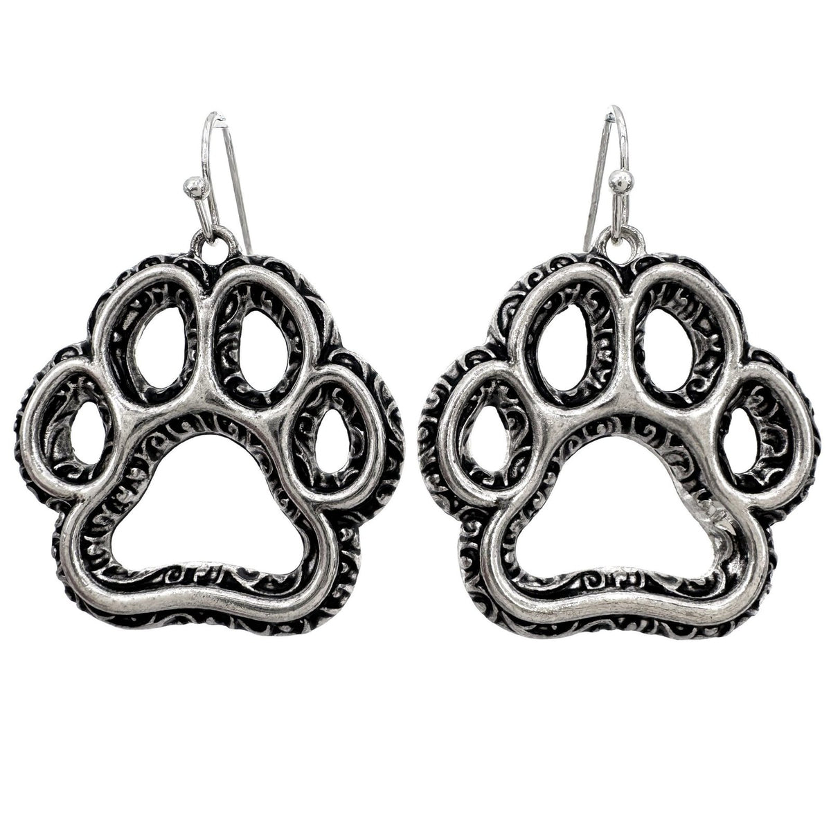 Silver Cutout Paw Earrings