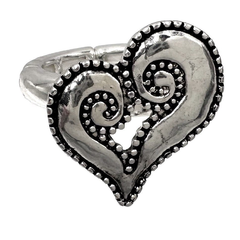 Silver Heart Band Ring