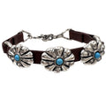 Flower Concho Leather Wrap Band Bracelet