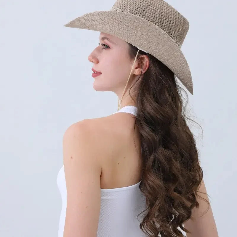 Vintage Solid-Color Felt Cowboy Hat for Women