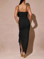 Slit Asymmetrical Hem Spaghetti Strap Maxi Dress