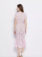 Lace Short Sleeve Mermaid Dress