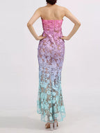 Floral Embroidered Tube Maxi Dress
