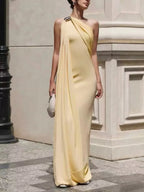 One-Shoulder Draped Maxi Dress