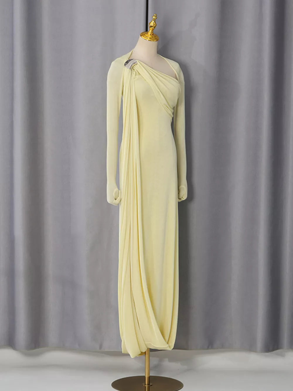 One-Shoulder Draped Maxi Dress