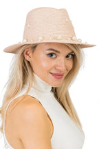 Skin Hat with Pearls 