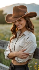 brown cowgirl hat – western style elegance for confident women