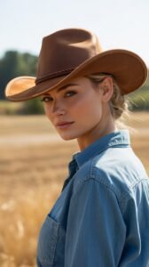brown cowgirl hat – western style elegance for confident women
