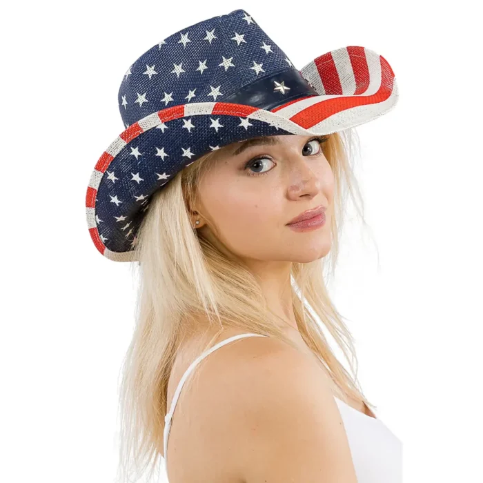 American Flag Cowboy Hat For Beautiful Lady