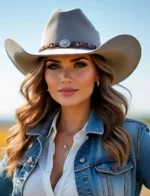 Elegant grey cowboy hat made of premium felt with classic western design.