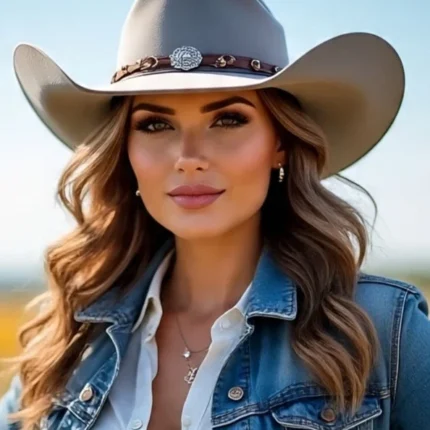 Elegant grey cowboy hat made of premium felt with classic western design.