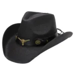 Texas Longhorn Cowboy Hat with detailed hat band design for men and women, perfect Western wear accessory