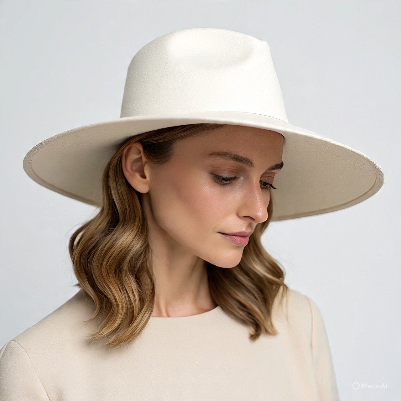 blanco_hat_white_background_a_women_wearing.webp Classic Blanko White Cowgirl Hat