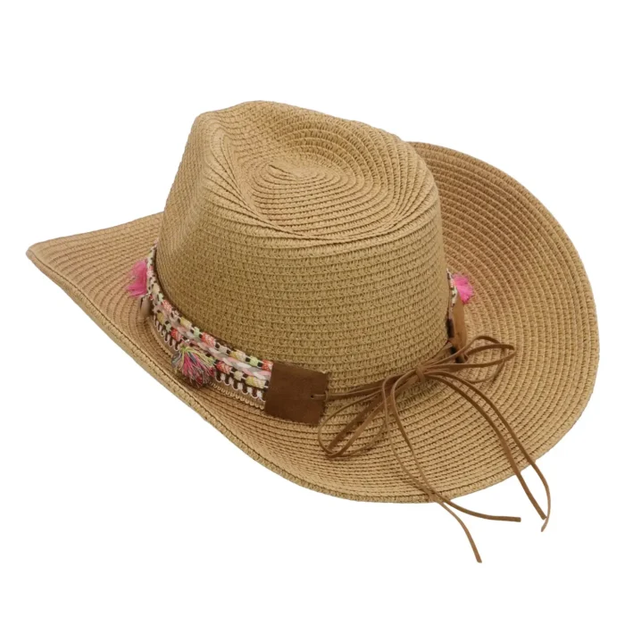 Breeze Women’s Straw Hat with Brown Trim