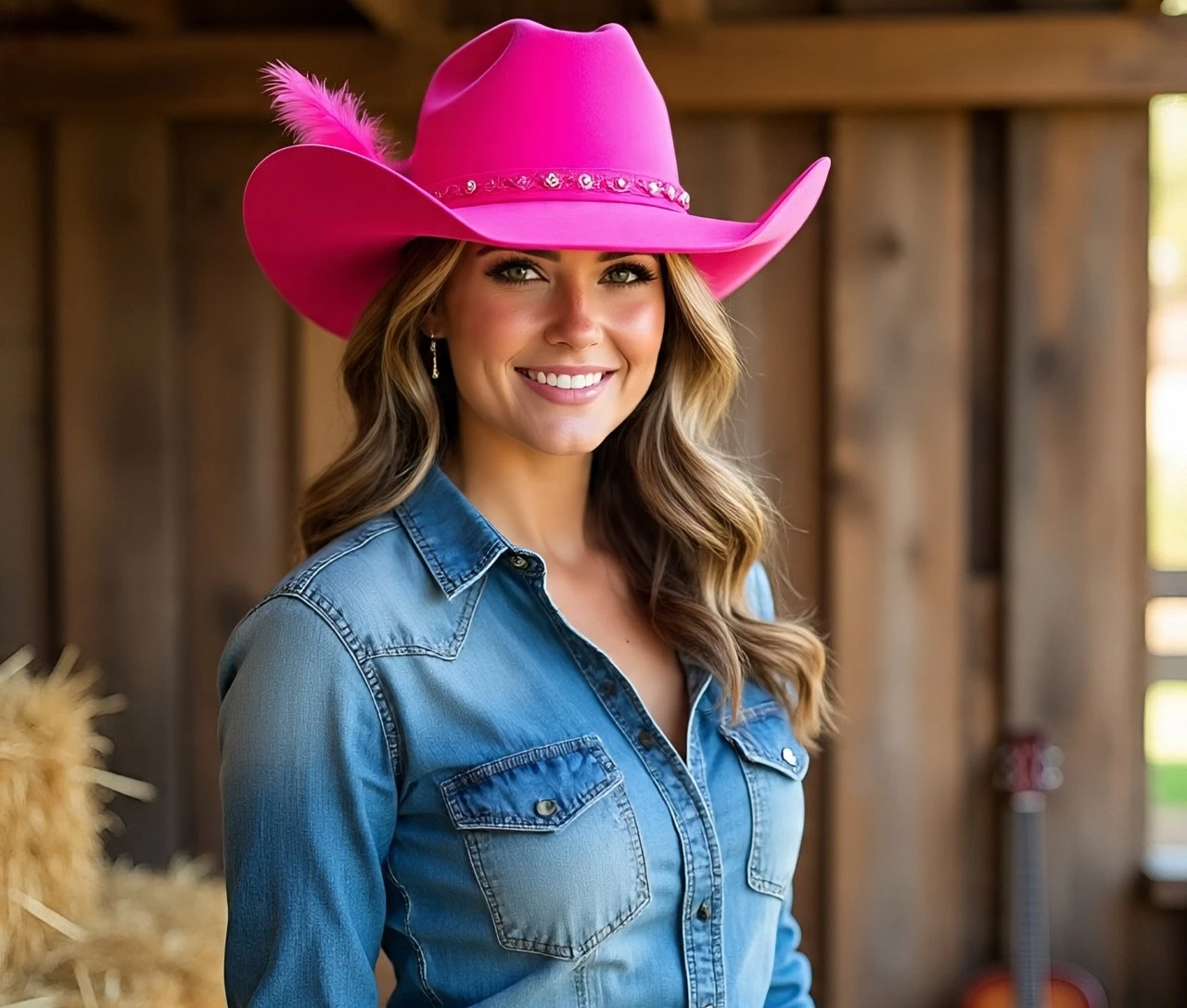 kenny_hot_pink_western_women_hat Pink Horizon Cowgirl Hat