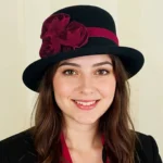 Elegant 1920s cloche hat for women with a soft bell-shaped design inspired by classic flapper-era winter fashion.