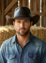 Arthur Morgan inspired cowboy hat with wide brim and rugged Western design