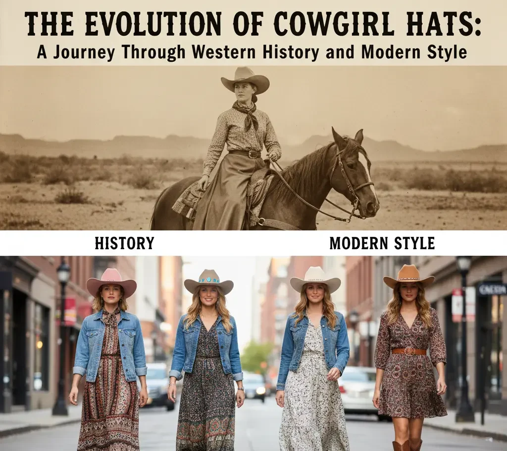 Classic cowgirl hat with wide brim and high crown, symbolizing Western tradition and modern style.