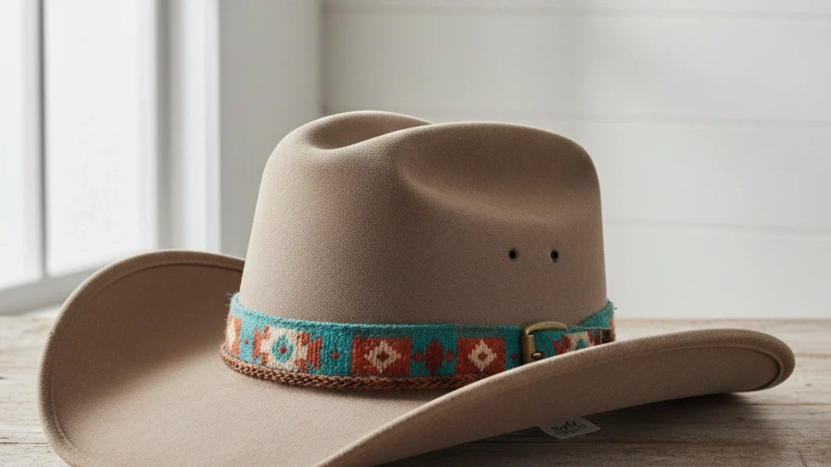 Used women’s cowboy hat displayed from the front showing classic western crown and curved brim