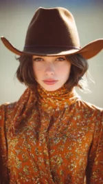 Women’s U-brim cowboy hat with a smooth curved brim and classic western crown