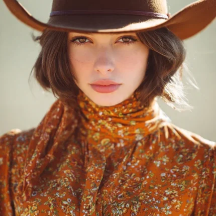 Women’s U-brim cowboy hat with a smooth curved brim and classic western crown