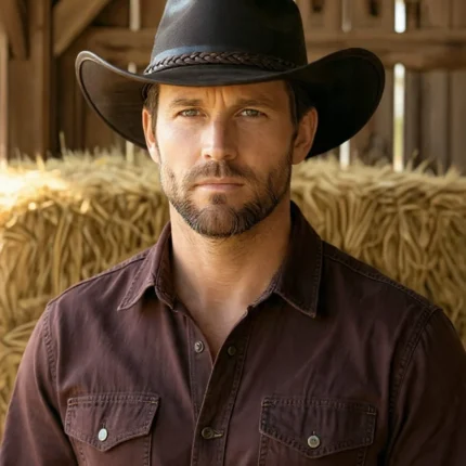 Vintage Arthur Morgan style cowboy hat with authentic Western outlaw appearance