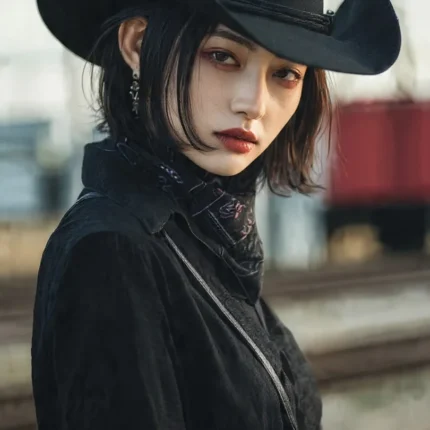 Stylish cowboy bebop hat with a classic wide brim and clean neutral design