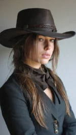 Classic outlaw cowboy hat with a wide brim and vintage western look