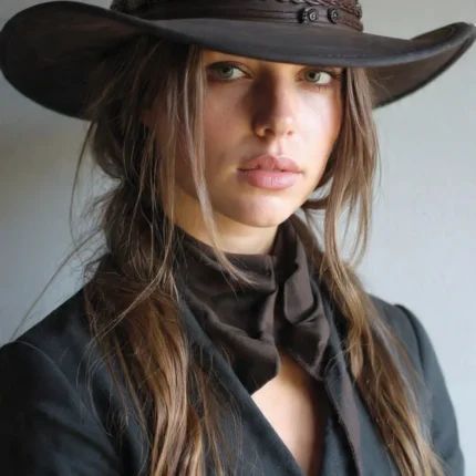 Outlaw cowboy hat with a rugged western design and wide brim for a bold outlaw look