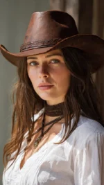 “Classic Cody James cowboy hat worn by a woman with casual Western outfit”