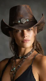 Traditional Mexican cowboy hat with structured crown and wide western brim